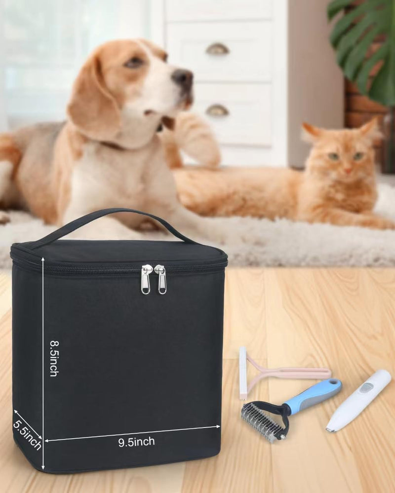 Pet Grooming Bag, Dog Cat Grooming Supplies Organizer Bag Pet Hair Removal Trimming Cleaning Tool Kit Storage Bag (Black) Black - BeesActive Australia