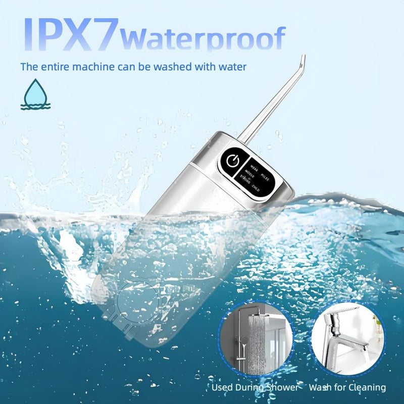 OFATRYLA Water Dental Flosser for Teeth,Cordless Portable Oral Irrigator with 300ML Telescopic Water Tank,5 Modes IPX7 Waterproof Travel Rechargeable Flossing Cleaning Picks for Brace,Gums White