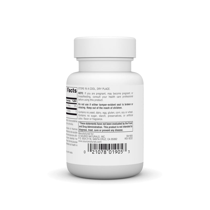 Source Naturals: Benfotiamine, Fat Soluable Source of Vitamin B-1 (Thiamine) 150 mg 30 Tablet 30 Count (Pack of 1)