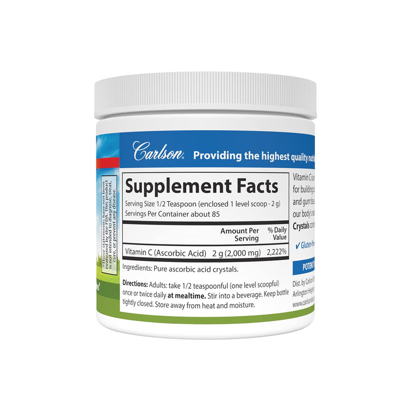Carlson Labs Non GMO Vitamin C Crystals, 6 Ounce | Add to Water or Smoothie 6 Ounce (Pack of 1)