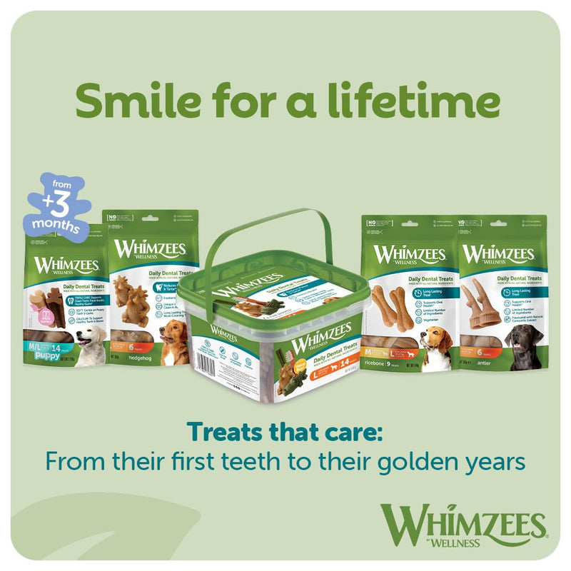 WHIMZEES Stix L, 6 Pieces – Dog Dental Stix, Size L, Dog Dental Sticks for Large Breeds, Natural and Grain Free, Rawhide-Free, Vegetarian, No Added Sugar Large Breed (18-27kg) Value Bag - 7 pieces