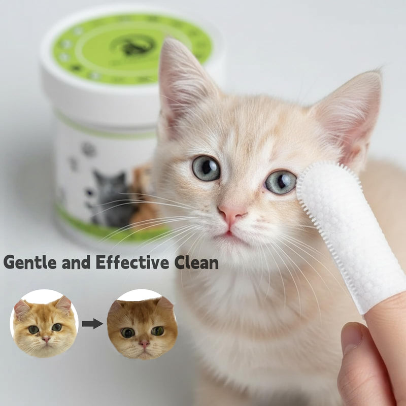 Upkdomm Finger Brushes for Pet Dental Care, Teeth Cleaning Finger Wipes for Dogs & Cats, Reduces Plaque and Freshens Breath, Removes Tartar, Disposable Pet Teeth Wipes 50pcs
