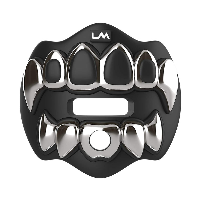 Loudmouth Football Mouth Guard - 3D Chrome Grillz Football Mouthpiece, Fits Adult & Youth, Mouth Guard Accessories (3D Grillz - Chrome Black/Silver) 3d Grillz - Chrome Black/Silver
