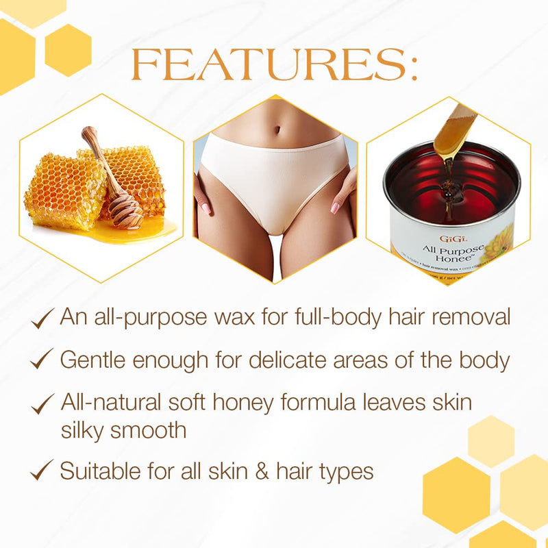 GiGi All Purpose Honee Hair Removal Soft Wax for All Skin and Hair Types, 14 oz 14 Ounce (Pack of 1) - BeesActive Australia