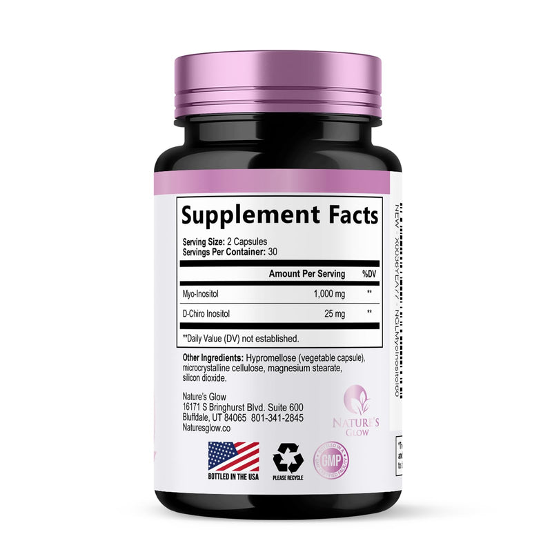 Myo-Inositol & D-Chiro Inositol 1025mg - 40:1 Ideal Ratio for Ovarian Support, Vegan Myo & D Chiro Supplement for Women's Natural Balance and Hormone Support, Vitamin B8, Non-GMO - 60 Capsules 60 Count (Pack of 1)