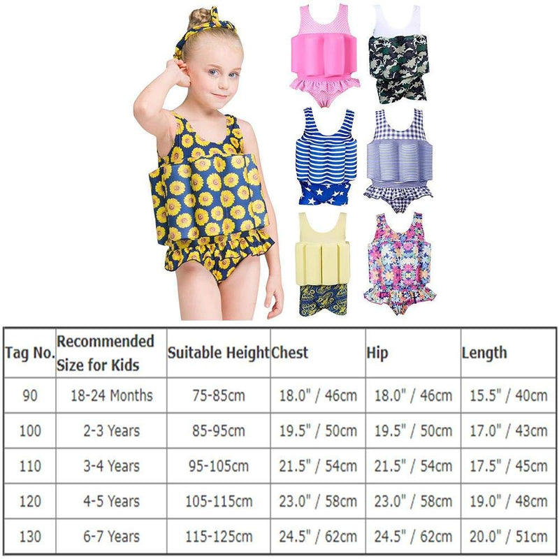 Kids Boys Girls Floatation Swimsuit with Adjustable Buoyancy Baby Float Suit Swim Vest One Piece Swimwear Bathing Suit 2-3 Years Colorful Floral - BeesActive Australia