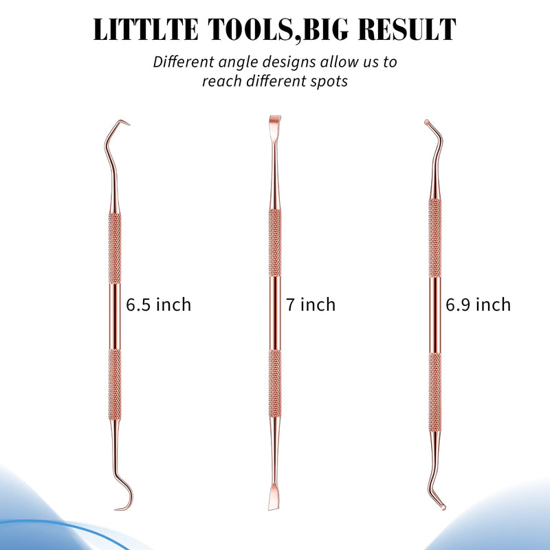 Hotop 3 Pieces Dog Dental Tooth Scaler and Scraper Stainless Double Headed Tarter Removing Tool Scraper Pet Teeth Cleaning Tools for Dog and Cat (Rose Gold) Rose Gold
