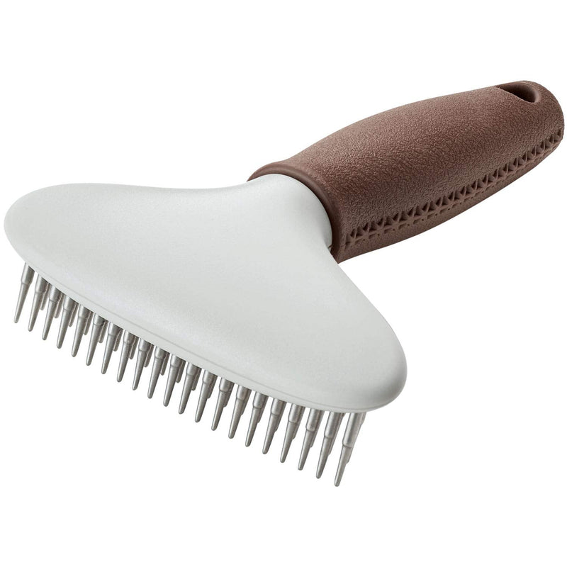 HUNTER SPA detangling curry comb, double row, for removing loose hair and dandruff, 16 x 11.5 cm, gray / brown, 41 teeth