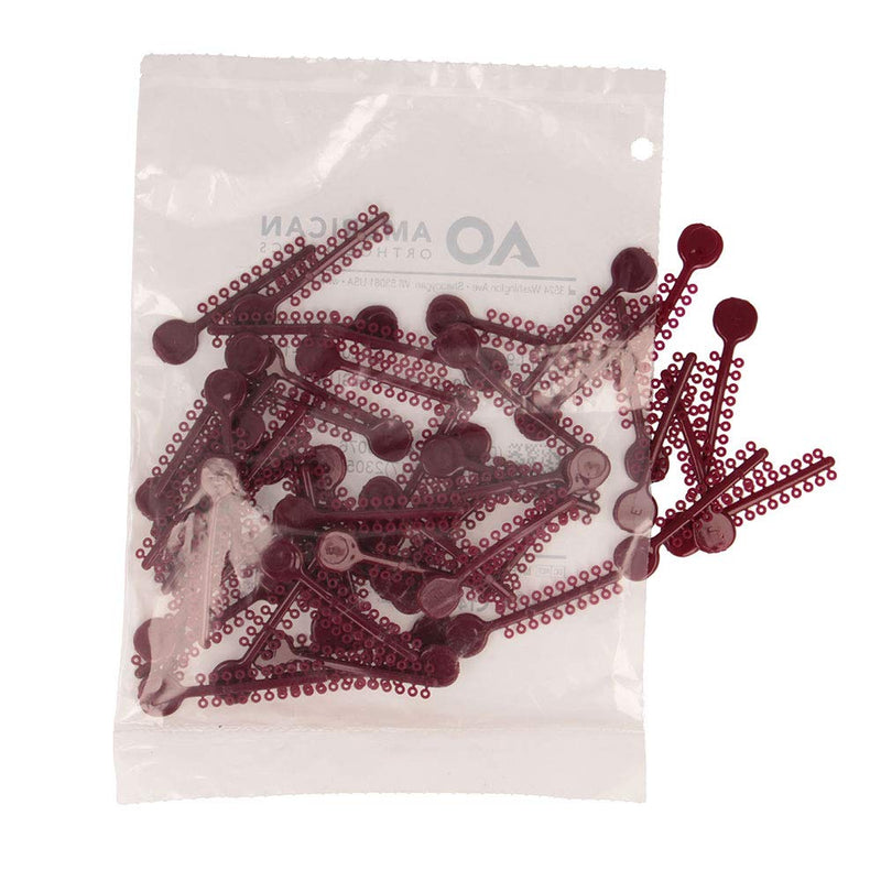 American Orthodontics Ligatures, Burgundy, Non Latex, 50 Stick, 1000 Count