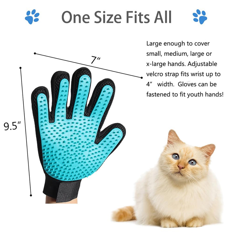 Upgraded Pet Grooming Gloves with Sturdy Teeth, Dexterous Dog Hair Removal for Gentle Shedding, Shampoo Horse Bathing Supplies for Washing, Scrubber Massage Cleaning Brushes, One Size, Pair of 1 - BeesActive Australia