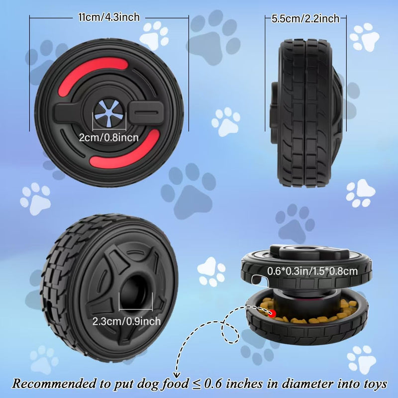 4-in-1 Dog Entertainment Toy, Frozen Treat Toy for Dog, Bully Stick Holder, Treats Distribution Puzzle Tire Dog Toys to Keep Dogs Busy, Dog Chew Toys for Aggressive Chewers (Red Highlighting) Red - BeesActive Australia