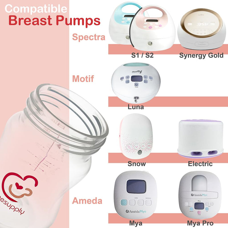 Nenesupply 9oz 4 Count Wide Neck Breast Pump Bottles Use as Bottles for Pumping with Spectra S1 Spectra S2 9 Plus Breast Pumps. Pump Bottles for Spectra Pump. Breastmilk Storage and Collection Bottles 9 Ounce (Pack of 4) - BeesActive Australia