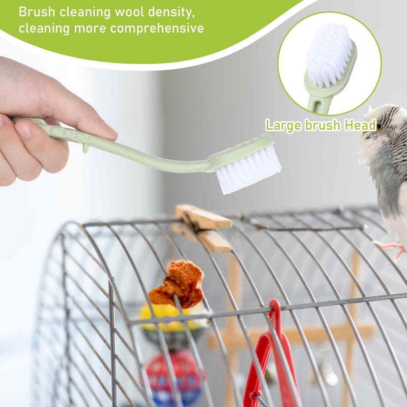 4 Pcs Bird Cage Cleaner with Two Brush Plastic Heads Long Handle Tool for Cleaning Bird Cages ssential Bird Cage Accessory - BeesActive Australia