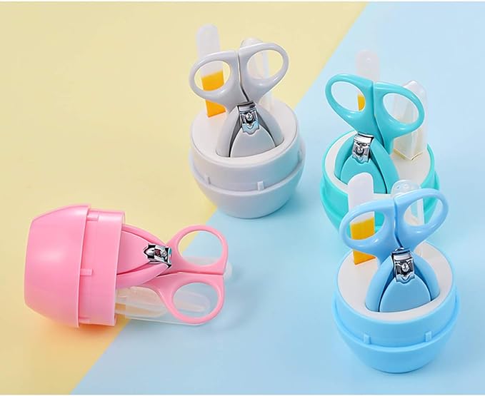 SONARIN Clear Lid Baby Nail Clippers Set, 4-in-1 Baby Grooming Kit, Baby Nail Clippers, Scissors, Nail File & Tweezers, Baby Nail Care Kit for Newborns (Gray) - BeesActive Australia