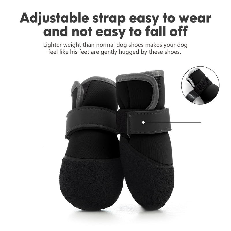Dog Shoes, Outdoor Dog Boots Non-Slip Waterproof Dog Booties for Medium to Large Dogs 4Pcs for Winter Snowy Day, Summer Hot Pavement with Rugged Sole Black Size 5:（2.51''x2.36'')(L*W) for 41-60lbs - BeesActive Australia