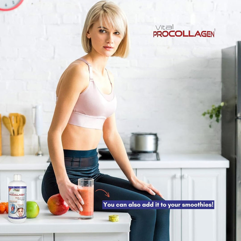 Natural Energy Vital Procollagen - Liquid Hydrolyzed Collagen Protein with Hyaluronic Acid and Glucosamine Chondroitin Sulfate Anti-Aging Factor for Men and Women 16oz |New Snickerdoodle Flavor| 1