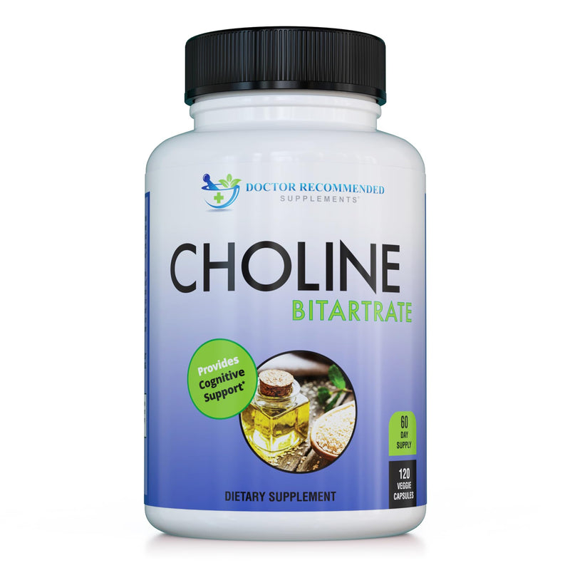 DOCTOR RECOMMENDED SUPPLEMENTS Premium Choline - 500 mg - 120 Veggie Capsules Supports Cognitive Health, Memory & More - 3 Pack 180 Count (Pack of 2)