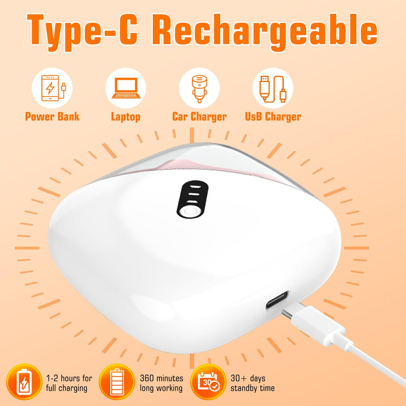 Electric Nail Clipper, Upgraded 2 in 1 Nail File Trimmer with Polishing, 3 Speeds Baby Nail Clipper Electric with LED Light and Nail Clip Storage (White-Orange) White-Orange