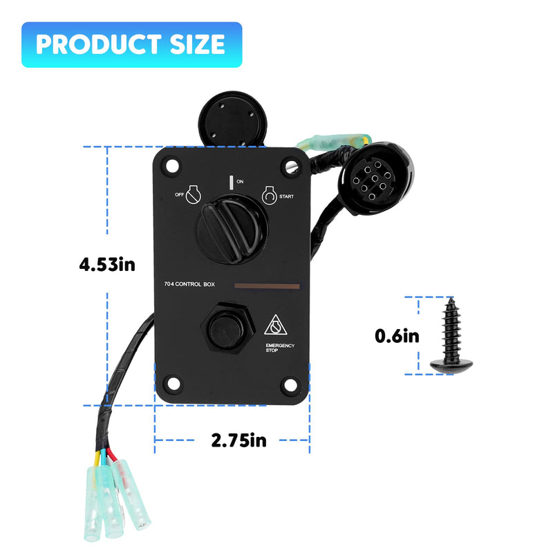 704-82570-12-00 Main Switch Panel Marine Outboard 12V Single Engine Key Assembly 704 Control Box On Off Switch Compatible with Yamaha Outboard Yacht Replace# 704-82570-08-00, 704-82570-01-00