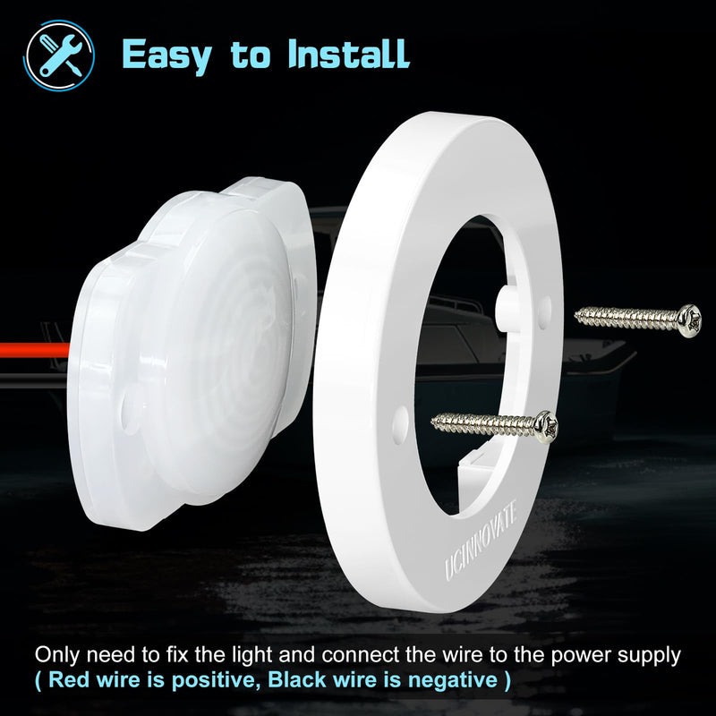 8Pcs 3.15”Round LED Marine Boat Light, 18 LEDs Boats Deck Courtesy Lights, Boat Interior Light, Transom Mount Lighting, IP65 Waterproof, Boats LED Stern Lights, Night Fishing Lighting, 12-24V, (White) 8PCS-3.15INCH White (White housing) - BeesActive Australia