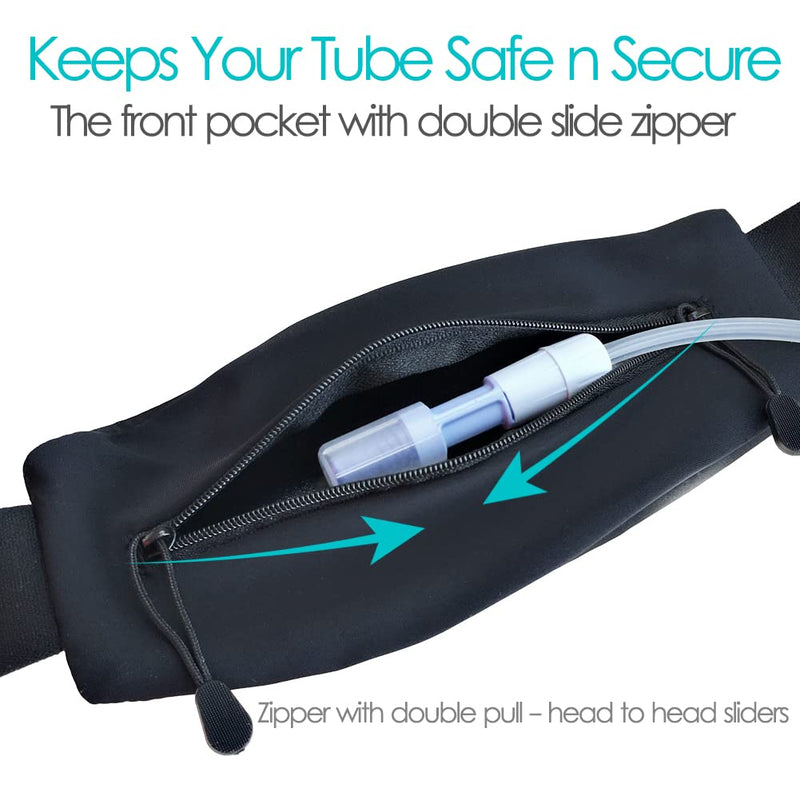 Peritoneal Dialysis Belt PD Catheter Holder Large Pocket G-Tube Abdominal Peg Feeding Tube Belts Kidney Protector Supplies for Adults Women Men Black