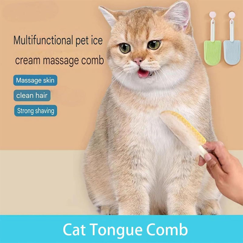 Cat Brush for Shedding,Pawmingle Cat Brush,Cat Tongue Comb,Cat Combs for Indoor Cats,Cat Comb for Long Haired Cats,Cat Chin Brush,For Tangles, Knots & Loose Fur from the Undercoat (Green) Green - BeesActive Australia