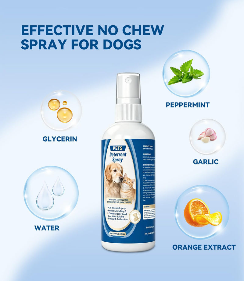 Enhanced Effectively - 100ml Bitter Spray for Dogs, Dog No Chew Spray, A Safe and Natural Behavior Correction and Training Spray for Dogs and Puppies, Indoor & Outdoor Use (Blue)