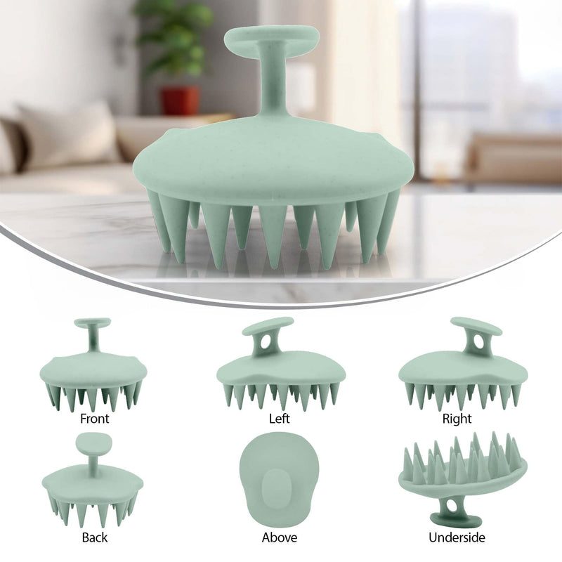 Fiora Naturals Scalp Massager Shampoo Brush - Silicon Scrubber & Exfoliator for Dandruff Removal and Hair Growth, Brush for Wet & Dry Hair, for Men, Women, Kids - BPA Free Sage