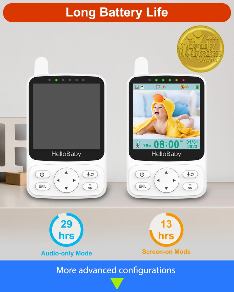 HelloBaby Baby Monitor - Portable Video Baby Monitor with Camera and Audio, 4" IPS, 29-Hr Battery, 1000ft Range, Night Vision, 2-Way Audio, No WiFi,Temperature, Ideal for Travel HB40 with 1 camera - BeesActive Australia