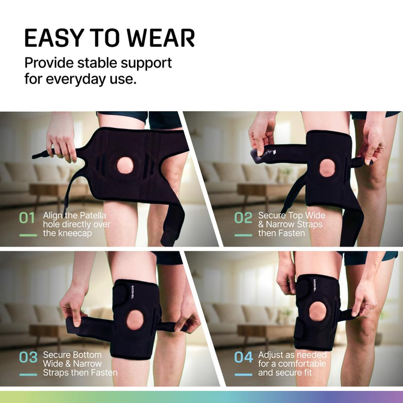 Modvel Knee Brace with Side Stabilizers & Patella Gel Pads for Pain Relief and Joint Support Breathable, Non-Slip Compression Sleeve for Men & Women, Arthritis, Meniscus, ACL Recovery XX-Large BLACK 1