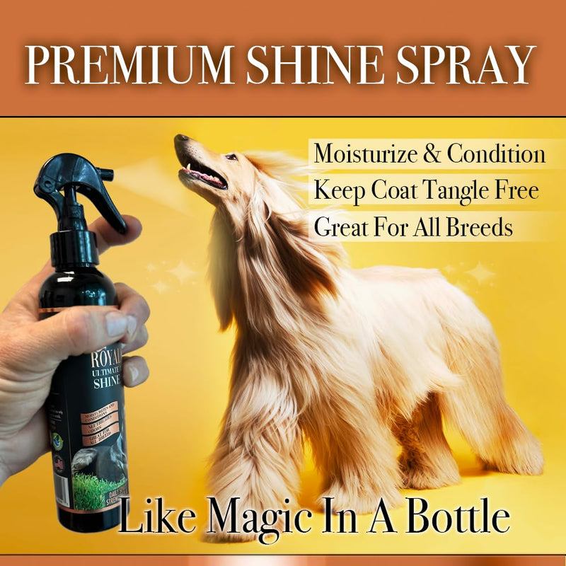King Kanine Coat Shine Dog Spray - Royal Coat Dog Spray Deodorizer Perfume - Premium Moisturizing Coat and Shine Spray - Promotes Soft Healthy Skin - 8oz - PawsPlanet Australia