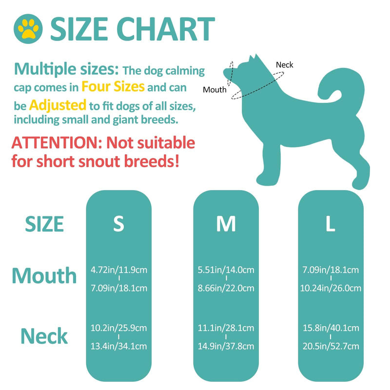 OHCOZZY Black Dog Muzzle, Dog Eye Mask with Soft Flexible Fabric, Pet Calming Cap for Blindfold Grooming Anti Anxiety and Car Sickness,M M