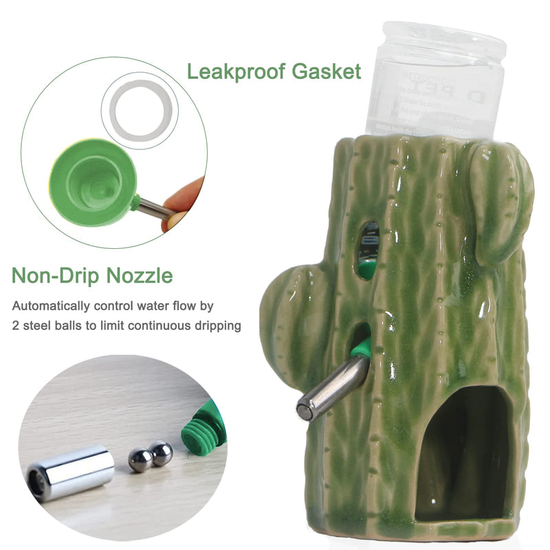 Hamster Water Bottle, 2-in-1 Adjustable Hamster Water Bottle for Glass Tank 80ML Gerbil Water Bottle with Stand, No Drip Ceramic Water Bottle Holder for Dwarf Hamster Mice Rat (Light Green) - BeesActive Australia
