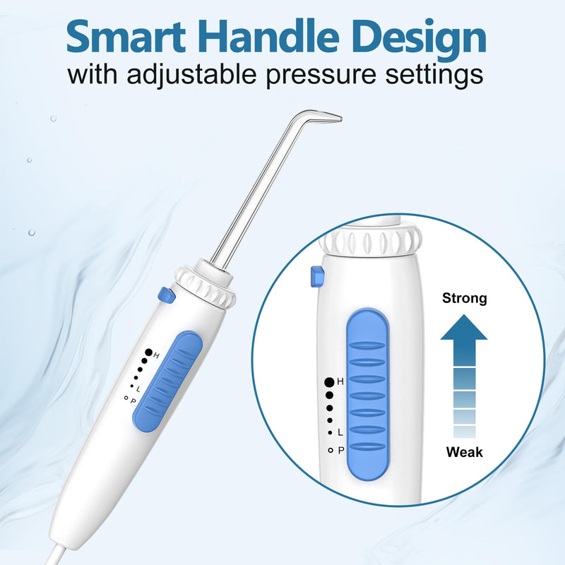 H2ofloss¬Æ Dental Water Flosser for Teeth Cleaning with 13 Multifunctional Tips&800ml Capacity, Professional Countertop Oral Irrigator Quiet Design(HF-9) White