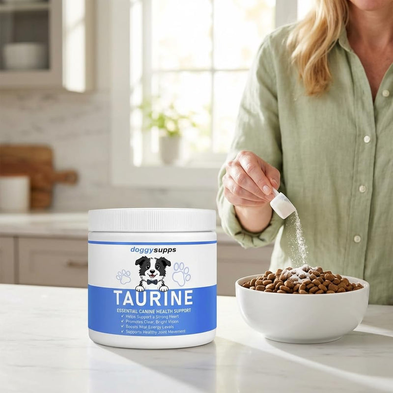 Doggy Supps Taurine Powder for Dogs, DoggySupps Taurine Supplement for Dogs, Grade Amino Acid Supplement for Heart, Vision & Daily Wellness, 200 Grams (1)