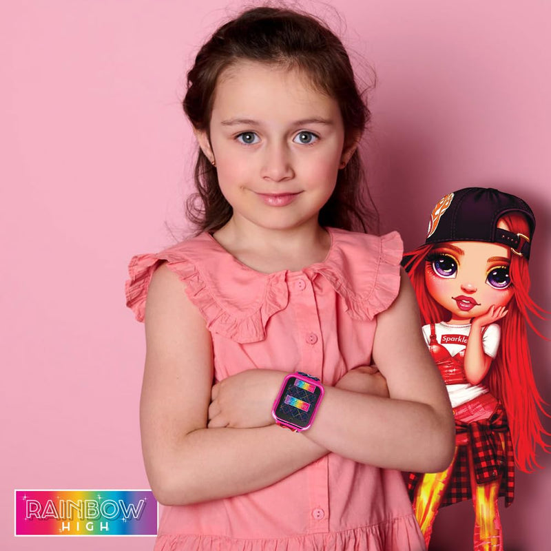 Rainbow High Kids Smartwatch with 10 Changeable Watch Faces, 3 Wallpapers, Video and Voice Recorder, Step Tracker, Fun Learning Games, Alarm, Timer, Stopwatch, and Calculator – Fits Wrists 5.5"-8.0" - BeesActive Australia