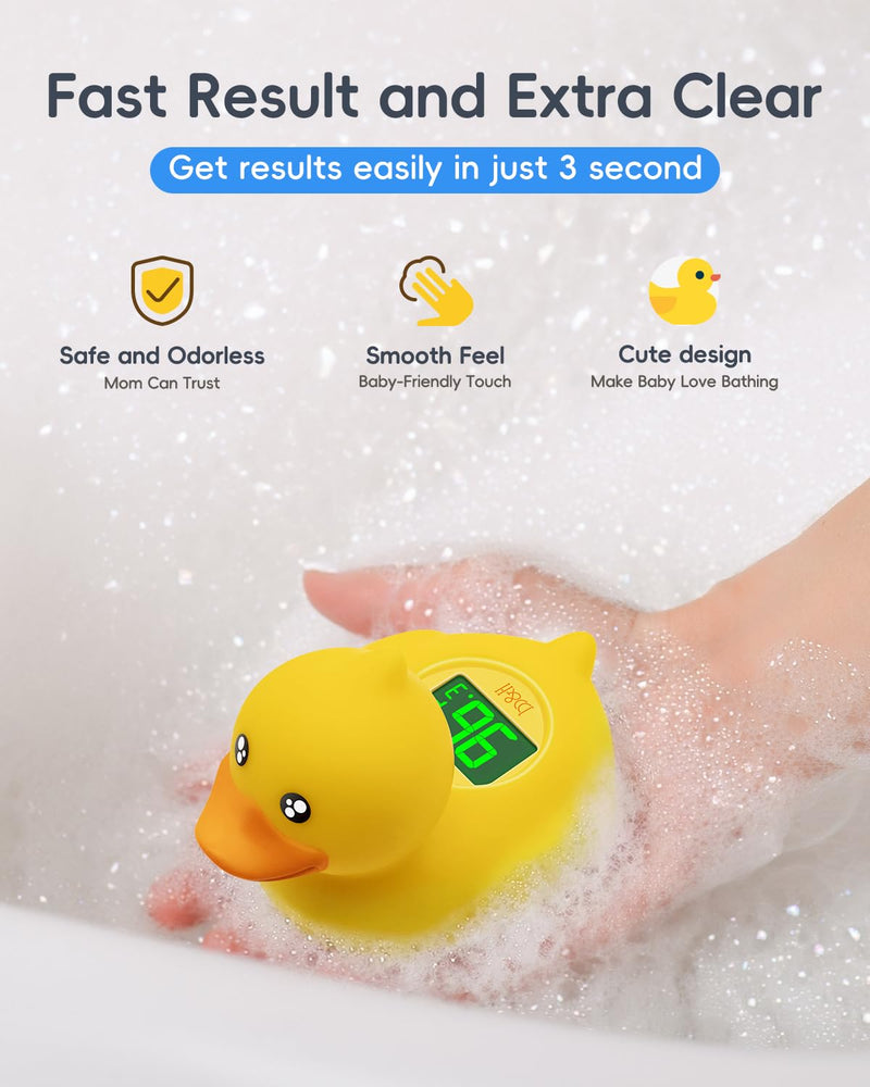 b&h Duck Rechargeable Baby Bath Thermometer - Fast Temperature Reading, Digital Water Thermometer for Bathtub and Room, Safety Infant Floating Bath Toy, Baby Bath Essentials baby duck