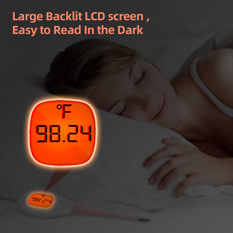 Digital Basal Body Thermometer for Ovulation with Backlight LCD Display Backlit,Fertility BBT Thermometer High Precision Oral Thermometer,Accurate 1/100th Degree Works with Shecare APP