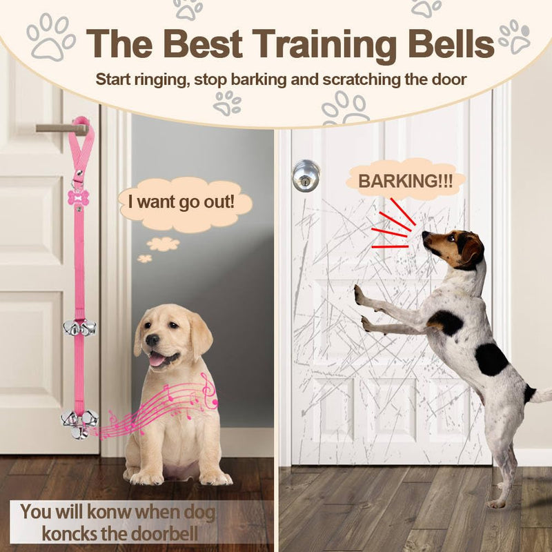 2 Pack Dog Door Bells, Dog Doorbell to go Outside Puppy Train Bell for Dogs to Ring to go Potty, Puppy Toilet Training Bell Jingle Bells for Door Knob Girl Dog Accessories (Pink) 2 PCS Pink new - BeesActive Australia