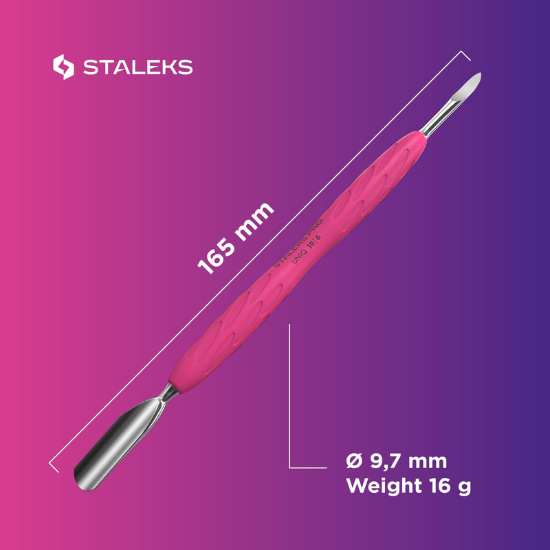 Staleks Pro Manicure Pusher UNIQ 10 Type 6 – Silicone Handle – Wide Rounded Pusher & Nail Cleaner - BeesActive Australia