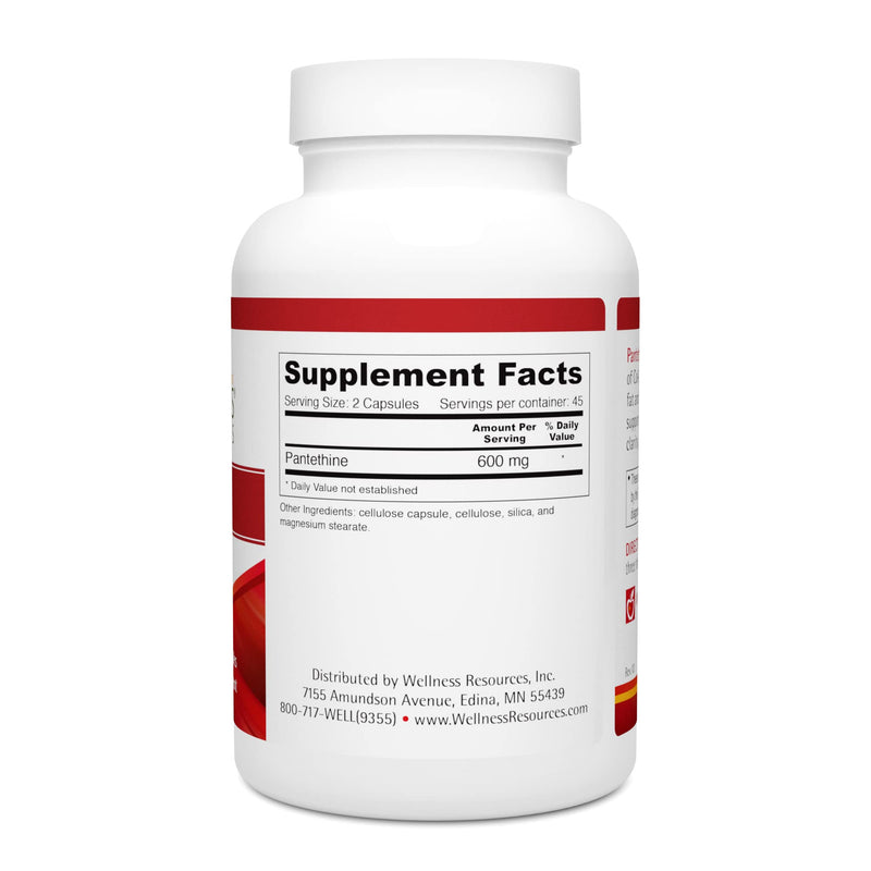 Wellness Resources Pantethine - Active Vitamin B5. Vegan (300mg Per Capsule, 90 Capsules)