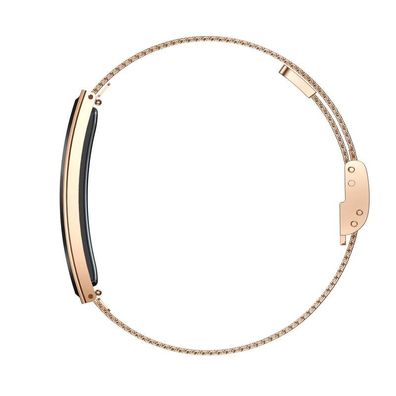 Smart Bracelet for Men Women with 2 Bands 24/7 Fitness Health Tracker Gold Steel + Black Silicone