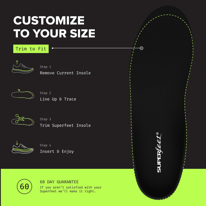 Superfeet All-Purpose Support Low Arch Insoles (Black) for Active Lifestyle with Low Arch Support - 5.5-7 Men / 6.5-8 Women Black