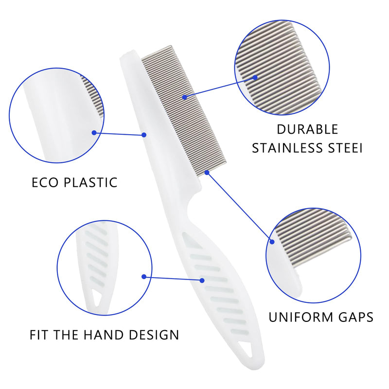 BLMHTWO Pack of 2 flea combs for cats, flea comb for dogs, white, professional tick comb for dogs, fine-toothed pet care comb for removing fleas, hair, tear marks, stains, white - BeesActive Australia