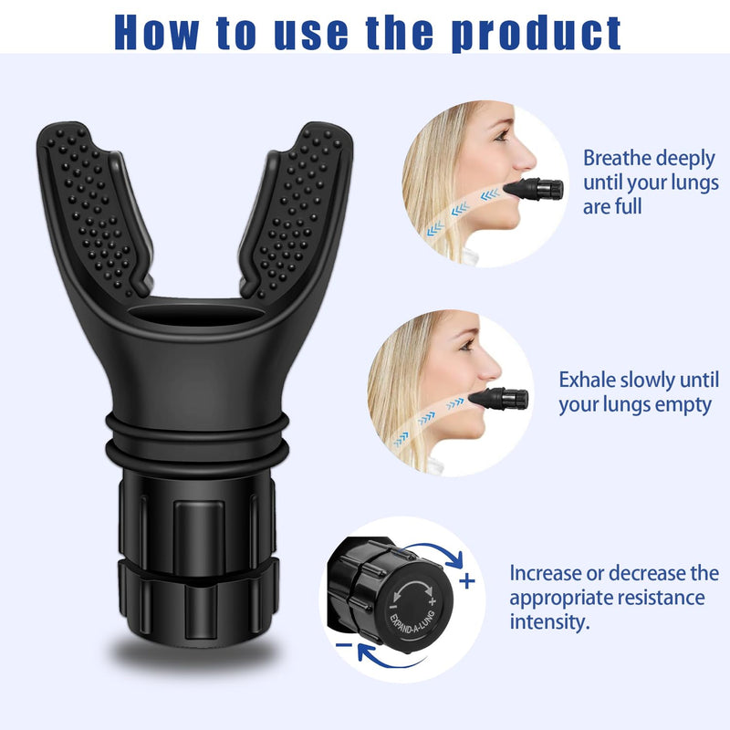Portable breathing exercise device for lungs, Breathing trainer with Resistance Adjustable, Lung Trainer with excellent quality silicone, Improve Breathing Capacity and Endurance,Easy to Clean and Use