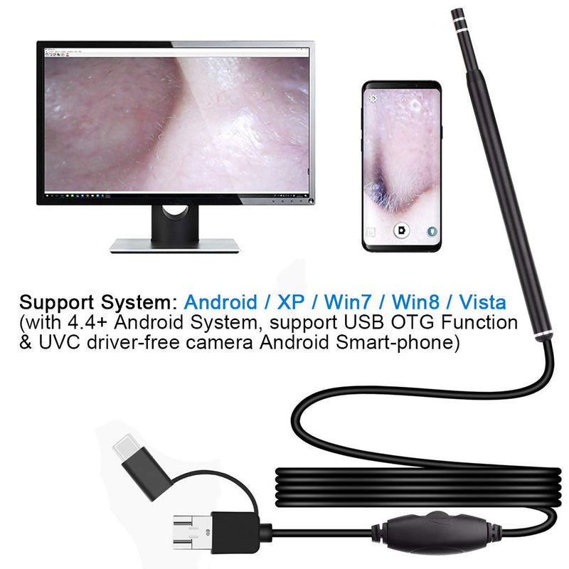 Ear Wax Removal - 3 in1 USB Earwax Removal Tool HD Ear Cleaner Endoscope with 6 LED Light, Earwax Remover Tool, Visual Ear Camera Ear Pick Cleaning Kit for Adults Kids Pets by Android Smart Phones - BeesActive Australia