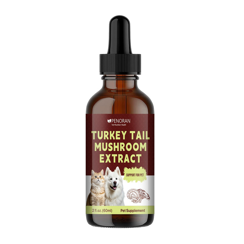 Turkey Tail Mushroom Extract for Dogs & Cats Lipoma Lumps Bumps Warts, | Boost Immunity, Young Weak & Senior & Low-Vitality & Post-Surgery Pets, with Chaga & Reishi Mushrooms Extract