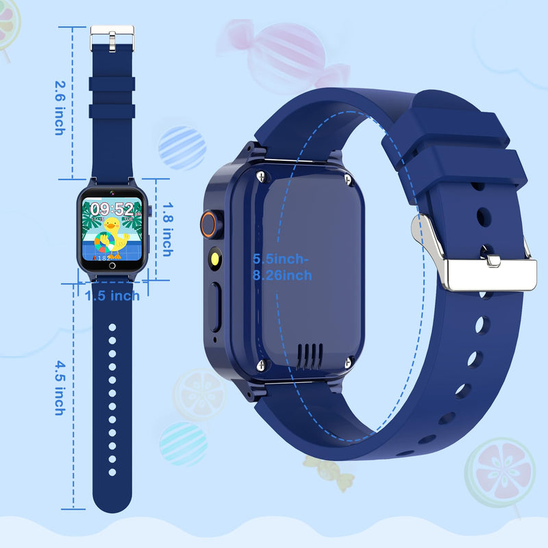 Moremore Smart Watch for Kids with 39 Games, Kids Watch with Touch Touchscreen Alarm Clock, HD Camera, Pedometer, Gifts Toys for Ages 3-12 Years Old for Boys Girls (Blue) Blue