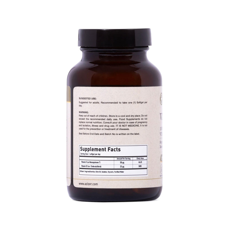 U-MORE - 1000 IU High Strength Vitamin D3 & Vitamin K2 (Menaquinone 7) - Sugar Free - Supports Bone Strength & Immune Function - 60 Softgels