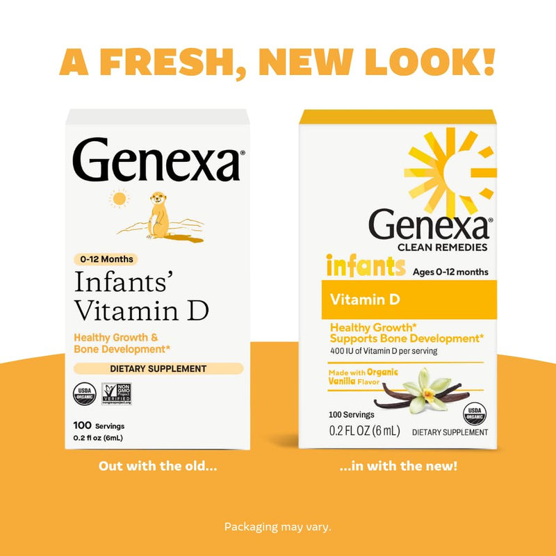 Genexa Vitamin D Drops for Infants & Newborn, Made Clean, 300 Servings | Dye Free, 0% Artificial Additives, Organic, Gluten Free, Non-GMO, Supports Growth & Bone Development in Babies & Toddlers 1 Count (Pack of 3)